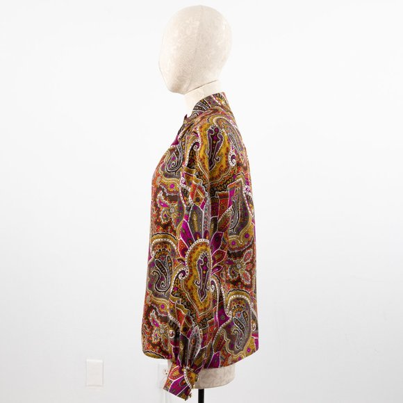 Tibi Retro 70s S Silk Paisley Print Boho Blouse - Picture 4 of 11